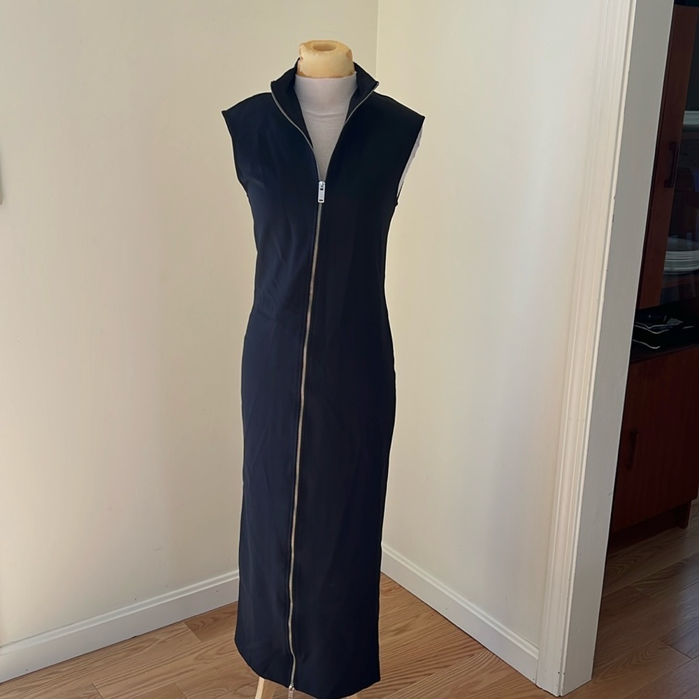 New! Zara medium black front full zip sleeveless dress.
